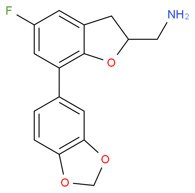 1-[7-(1,3-benzodioxol-5-yl)-5-fluoro-2,3-dihydro-1-benzofuran-2-yl]methanamine_分子结构_CAS_)