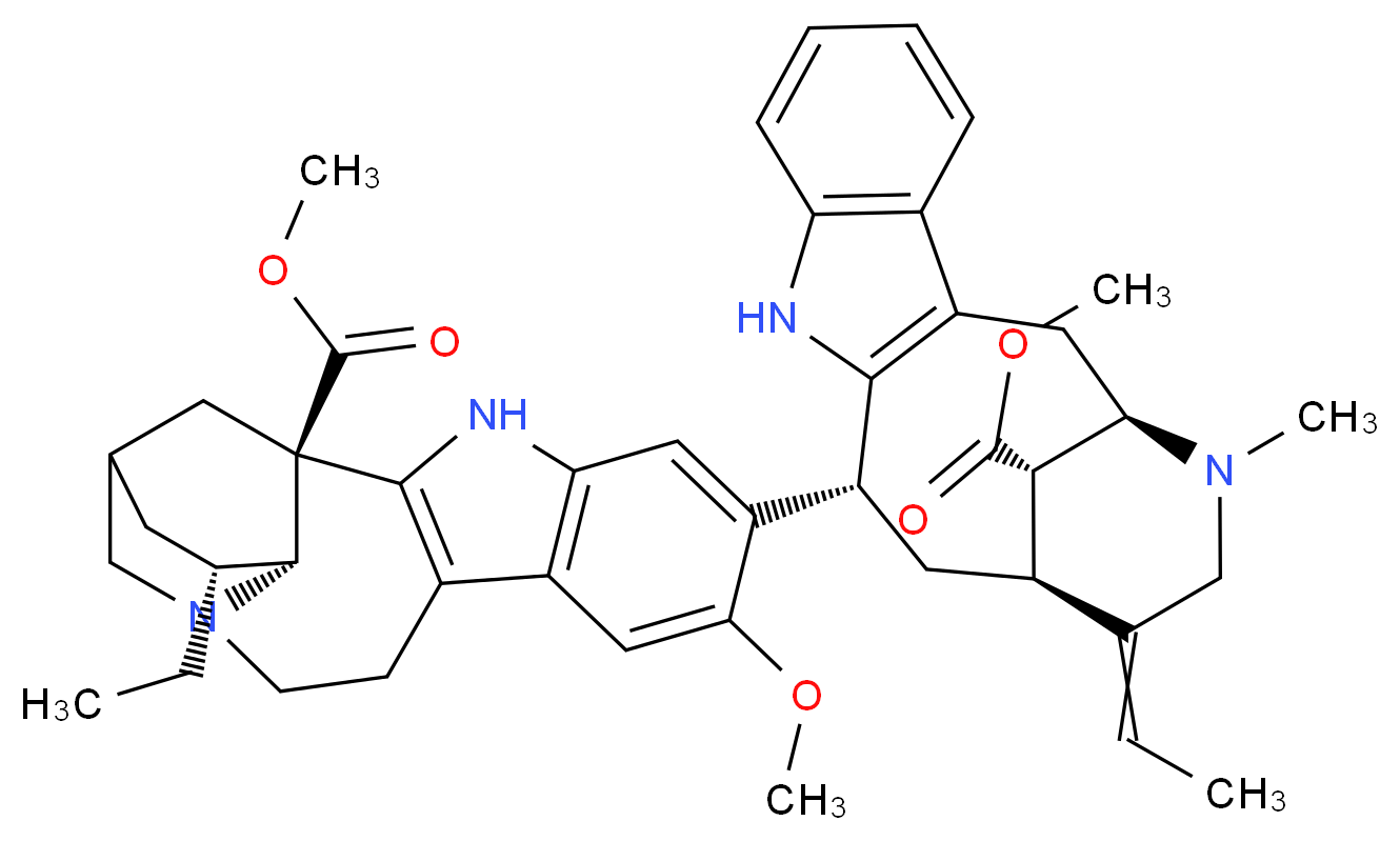 methyl (1R,17R,18R)-17-ethyl-6-[(1R,12R,14S,18S)-15-ethylidene-18-(methoxycarbonyl)-17-methyl-10,17-diazatetracyclo[12.3.1.0<sup>3</sup>,<sup>1</sup><sup>1</sup>.0<sup>4</sup>,<sup>9</sup>]octadeca-3(11),4,6,8-tetraen-12-yl]-7-methoxy-3,13-diazapentacyclo[13.3.1.0<sup>2</sup>,<sup>1</sup><sup>0</sup>.0<sup>4</sup>,<sup>9</sup>.0<sup>1</sup><sup>3</sup>,<sup>1</sup><sup>8</sup>]nonadeca-2(10),4,6,8-tetraene-1-carboxylate_分子结构_CAS_3371-85-5