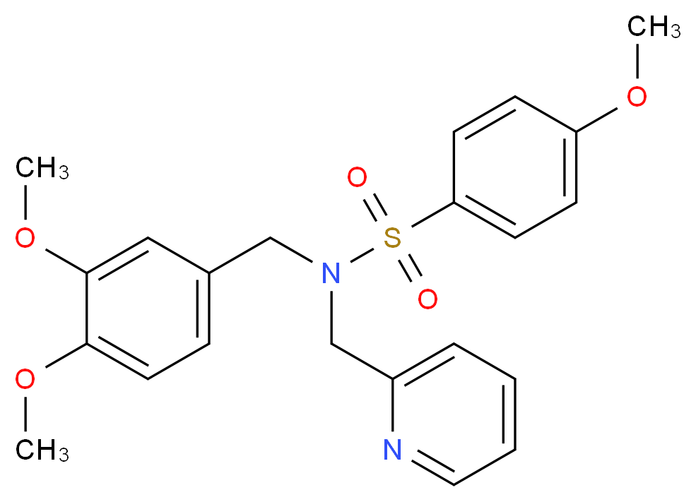N-(3,4-dimethoxybenzyl)-4-methoxy-N-(2-pyridinylmethyl)benzenesulfonamide_分子结构_CAS_)