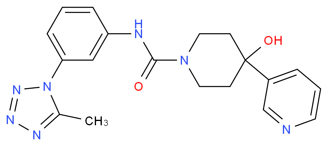 4-hydroxy-N-[3-(5-methyl-1H-tetrazol-1-yl)phenyl]-4-pyridin-3-ylpiperidine-1-carboxamide_分子结构_CAS_)