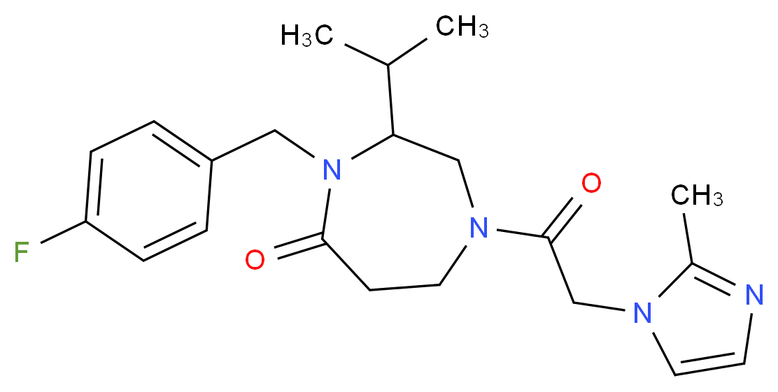 4-(4-fluorobenzyl)-3-isopropyl-1-[(2-methyl-1H-imidazol-1-yl)acetyl]-1,4-diazepan-5-one_分子结构_CAS_)