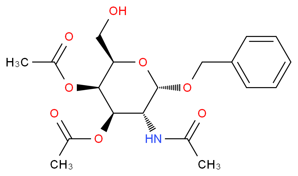 (2R,3R,4R,5R,6S)-3-(acetyloxy)-6-(benzyloxy)-5-acetamido-2-(hydroxymethyl)oxan-4-yl acetate_分子结构_CAS_55652-76-1