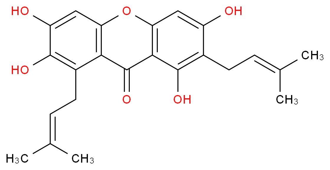 1,3,6,7-tetrahydroxy-2,8-bis(3-methylbut-2-en-1-yl)-9H-xanthen-9-one_分子结构_CAS_31271-07-5