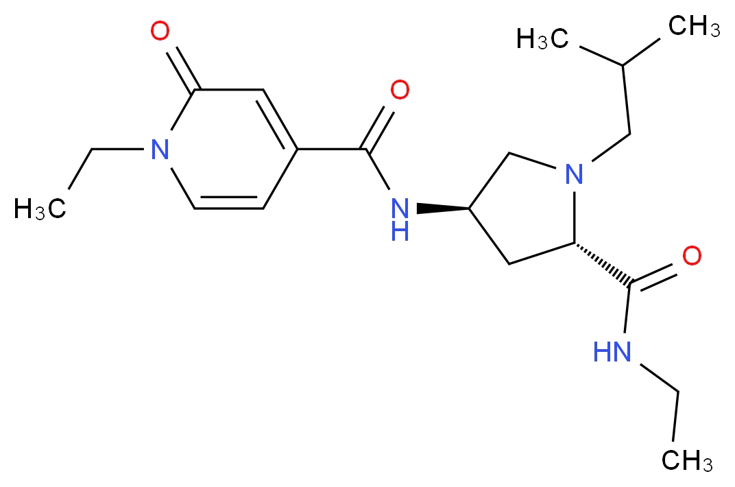 1-ethyl-N-{(3R,5S)-5-[(ethylamino)carbonyl]-1-isobutylpyrrolidin-3-yl}-2-oxo-1,2-dihydropyridine-4-carboxamide (non-preferred name)_分子结构_CAS_)