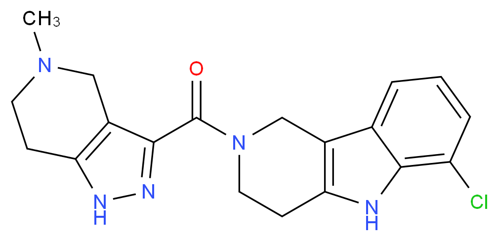6-chloro-2-[(5-methyl-4,5,6,7-tetrahydro-1H-pyrazolo[4,3-c]pyridin-3-yl)carbonyl]-2,3,4,5-tetrahydro-1H-pyrido[4,3-b]indole_分子结构_CAS_)