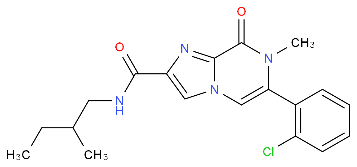 6-(2-chlorophenyl)-7-methyl-N-(2-methylbutyl)-8-oxo-7,8-dihydroimidazo[1,2-a]pyrazine-2-carboxamide_分子结构_CAS_)