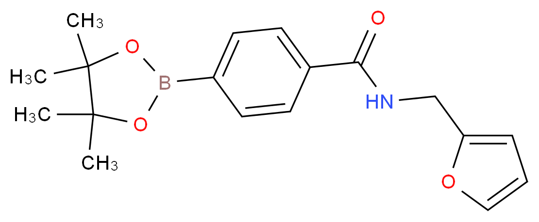 4-(糠基氨羰酰)苯硼酸频哪酯_分子结构_CAS_1073353-59-9)