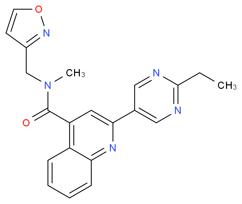 2-(2-ethylpyrimidin-5-yl)-N-(isoxazol-3-ylmethyl)-N-methylquinoline-4-carboxamide_分子结构_CAS_)