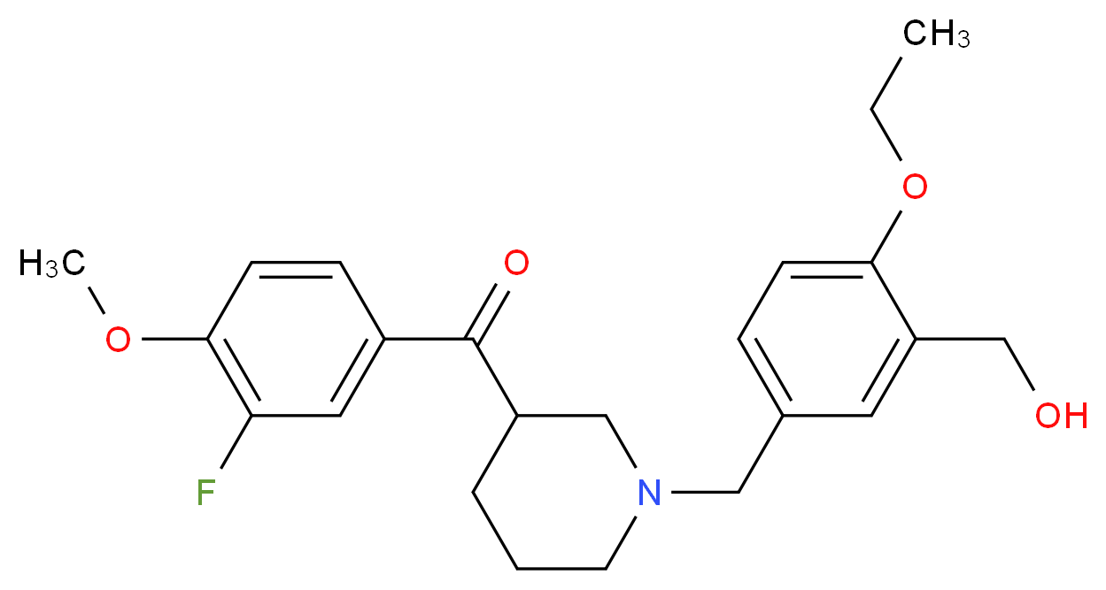 {1-[4-ethoxy-3-(hydroxymethyl)benzyl]-3-piperidinyl}(3-fluoro-4-methoxyphenyl)methanone_分子结构_CAS_)