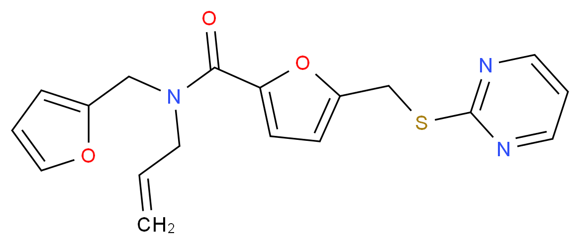N-allyl-N-(2-furylmethyl)-5-[(pyrimidin-2-ylthio)methyl]-2-furamide_分子结构_CAS_)