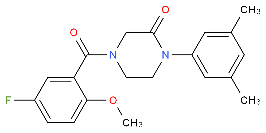 1-(3,5-dimethylphenyl)-4-(5-fluoro-2-methoxybenzoyl)-2-piperazinone_分子结构_CAS_)