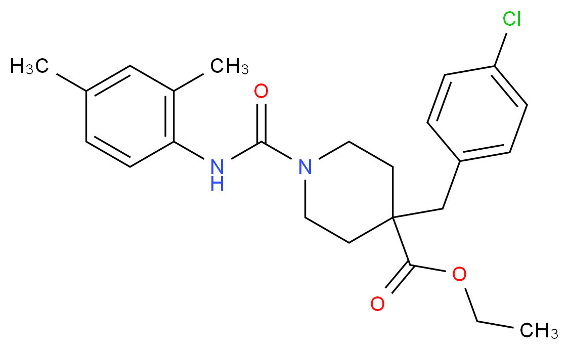 ethyl 4-(4-chlorobenzyl)-1-{[(2,4-dimethylphenyl)amino]carbonyl}-4-piperidinecarboxylate_分子结构_CAS_)