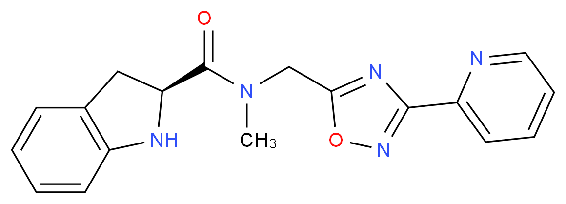 (2S)-N-methyl-N-[(3-pyridin-2-yl-1,2,4-oxadiazol-5-yl)methyl]indoline-2-carboxamide_分子结构_CAS_)