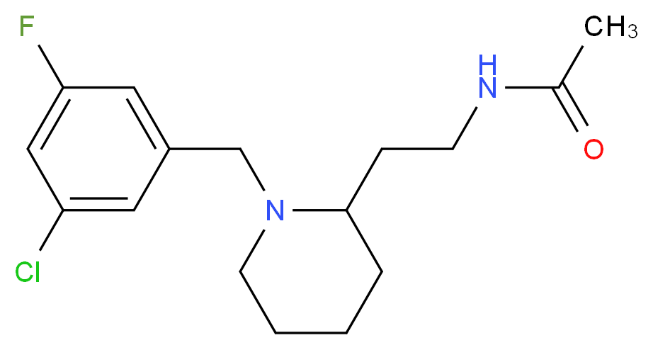 N-{2-[1-(3-chloro-5-fluorobenzyl)-2-piperidinyl]ethyl}acetamide_分子结构_CAS_)