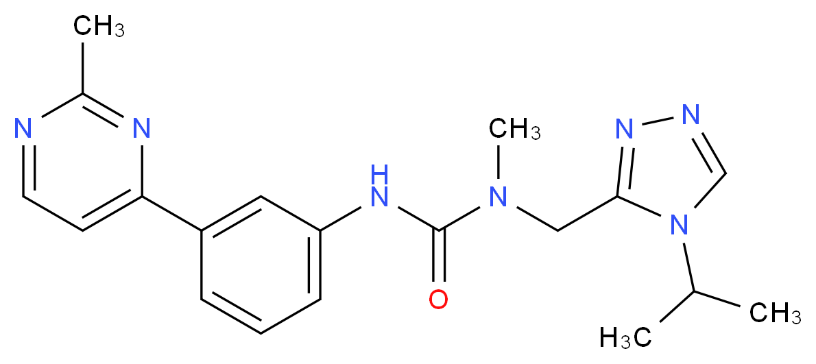 N-[(4-isopropyl-4H-1,2,4-triazol-3-yl)methyl]-N-methyl-N'-[3-(2-methylpyrimidin-4-yl)phenyl]urea_分子结构_CAS_)