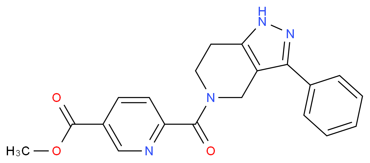 methyl 6-[(3-phenyl-1,4,6,7-tetrahydro-5H-pyrazolo[4,3-c]pyridin-5-yl)carbonyl]nicotinate_分子结构_CAS_)