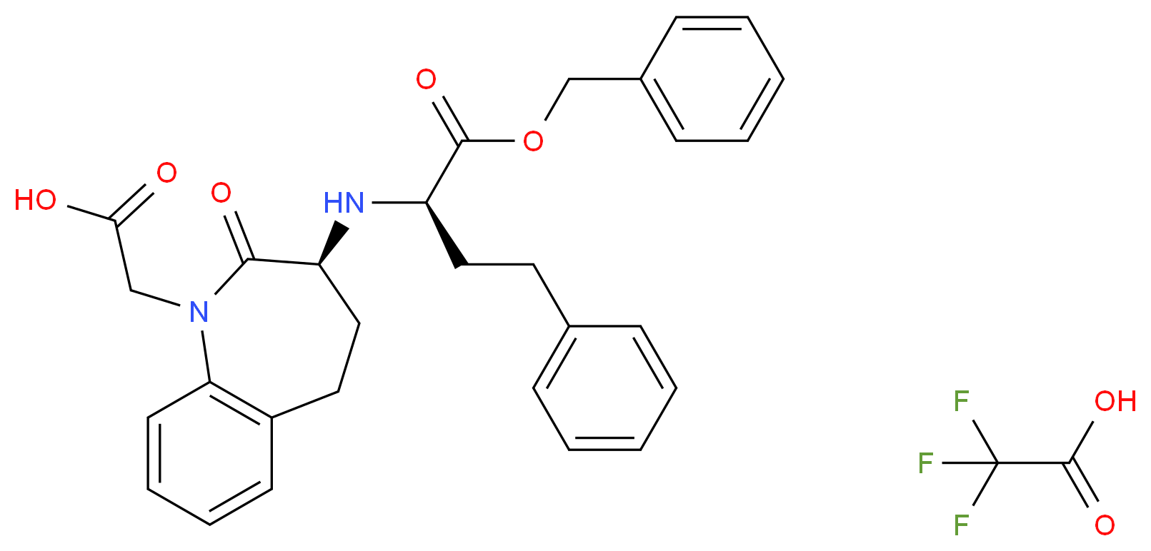 2-[(3S)-3-{[(2R)-1-(benzyloxy)-1-oxo-4-phenylbutan-2-yl]amino}-2-oxo-2,3,4,5-tetrahydro-1H-1-benzazepin-1-yl]acetic acid; trifluoroacetic acid_分子结构_CAS_1356930-99-8