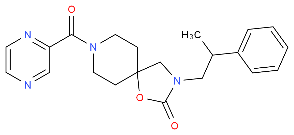 3-(2-phenylpropyl)-8-(pyrazin-2-ylcarbonyl)-1-oxa-3,8-diazaspiro[4.5]decan-2-one_分子结构_CAS_)