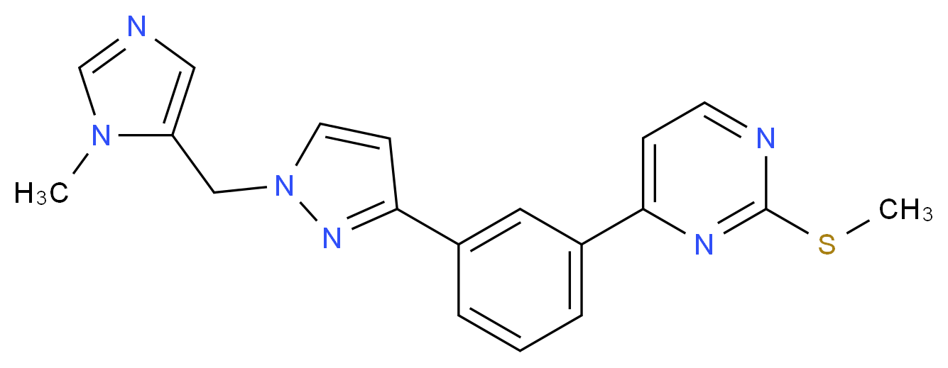 4-(3-{1-[(1-methyl-1H-imidazol-5-yl)methyl]-1H-pyrazol-3-yl}phenyl)-2-(methylthio)pyrimidine_分子结构_CAS_)
