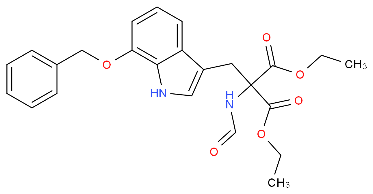 1,3-diethyl 2-{[7-(benzyloxy)-1H-indol-3-yl]methyl}-2-formamidopropanedioate_分子结构_CAS_1076198-99-6