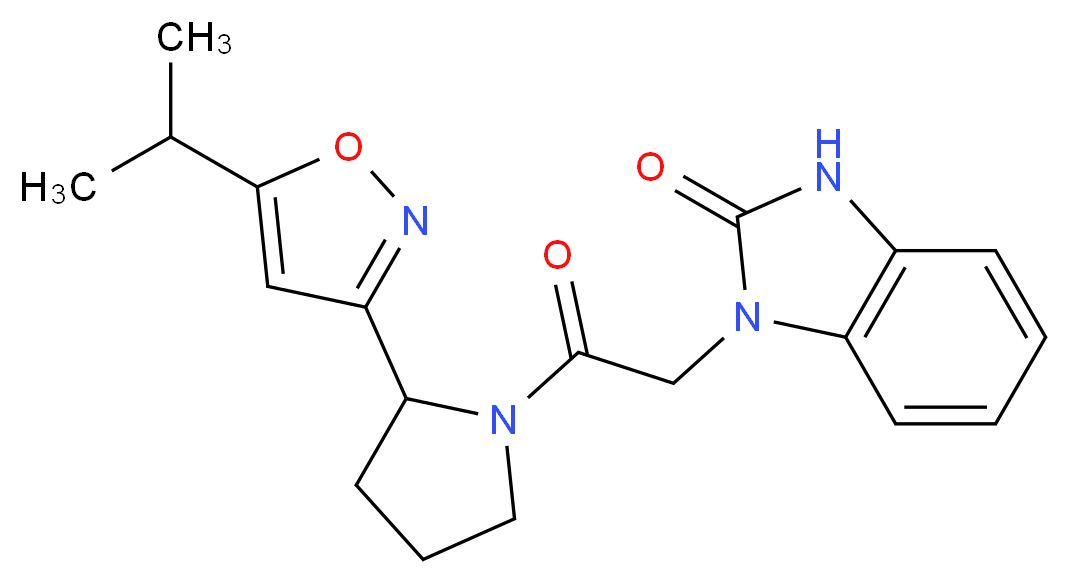 1-{2-[2-(5-isopropylisoxazol-3-yl)pyrrolidin-1-yl]-2-oxoethyl}-1,3-dihydro-2H-benzimidazol-2-one_分子结构_CAS_)