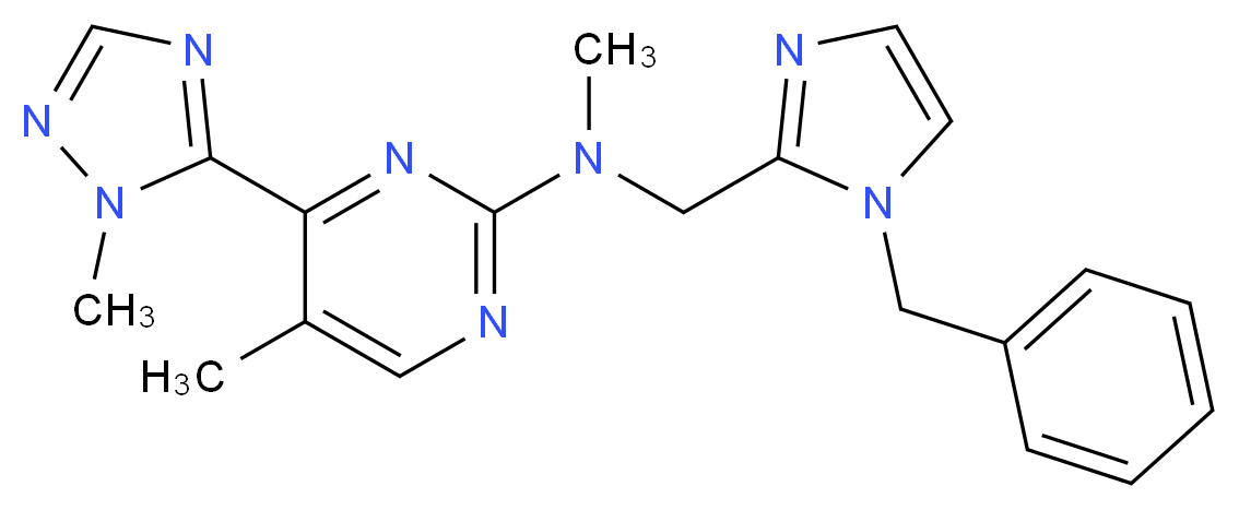 N-[(1-benzyl-1H-imidazol-2-yl)methyl]-N,5-dimethyl-4-(1-methyl-1H-1,2,4-triazol-5-yl)pyrimidin-2-amine_分子结构_CAS_)