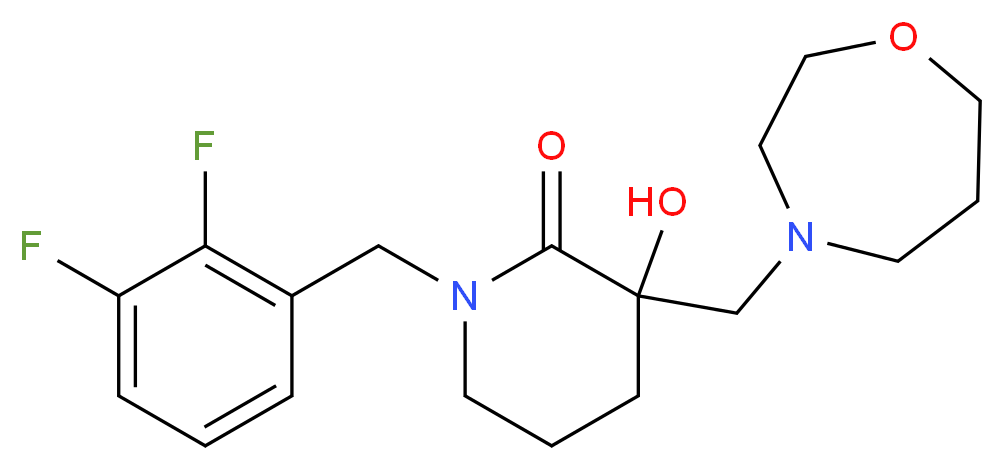 1-(2,3-difluorobenzyl)-3-hydroxy-3-(1,4-oxazepan-4-ylmethyl)-2-piperidinone_分子结构_CAS_)