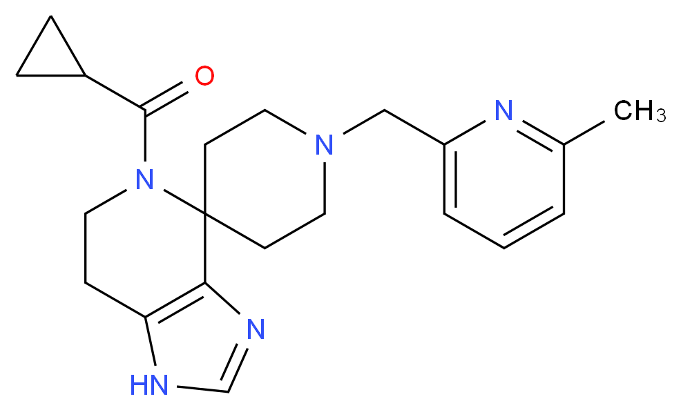 5-(cyclopropylcarbonyl)-1'-[(6-methylpyridin-2-yl)methyl]-1,5,6,7-tetrahydrospiro[imidazo[4,5-c]pyridine-4,4'-piperidine]_分子结构_CAS_)