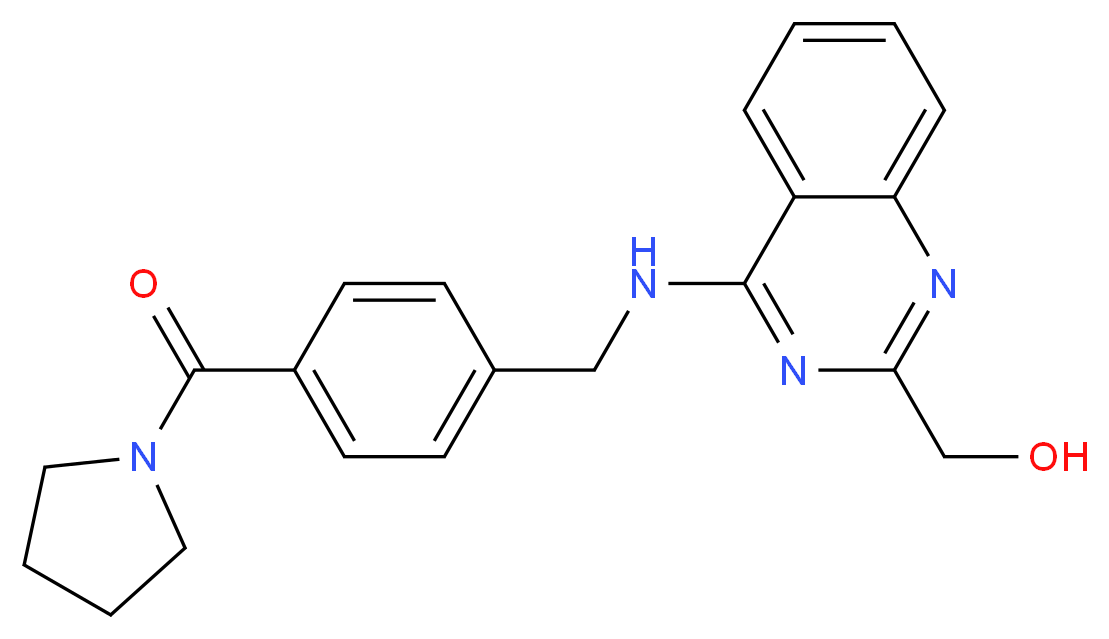 (4-{[4-(pyrrolidin-1-ylcarbonyl)benzyl]amino}quinazolin-2-yl)methanol_分子结构_CAS_)