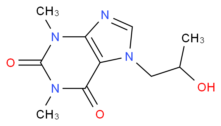 7-(2-hydroxypropyl)-1,3-dimethyl-2,3,6,7-tetrahydro-1H-purine-2,6-dione_分子结构_CAS_603-00-9