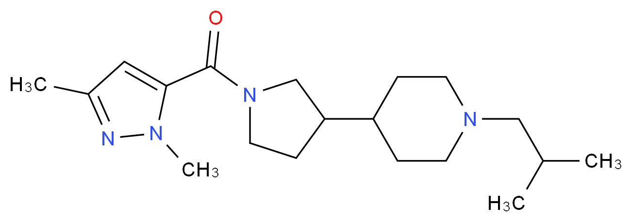 4-{1-[(1,3-dimethyl-1H-pyrazol-5-yl)carbonyl]-3-pyrrolidinyl}-1-isobutylpiperidine_分子结构_CAS_)