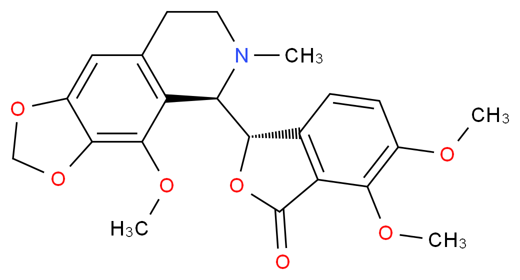 (3S)-6,7-dimethoxy-3-[(5R)-4-methoxy-6-methyl-2H,5H,6H,7H,8H-[1,3]dioxolo[4,5-g]isoquinolin-5-yl]-1,3-dihydro-2-benzofuran-1-one_分子结构_CAS_128-62-1