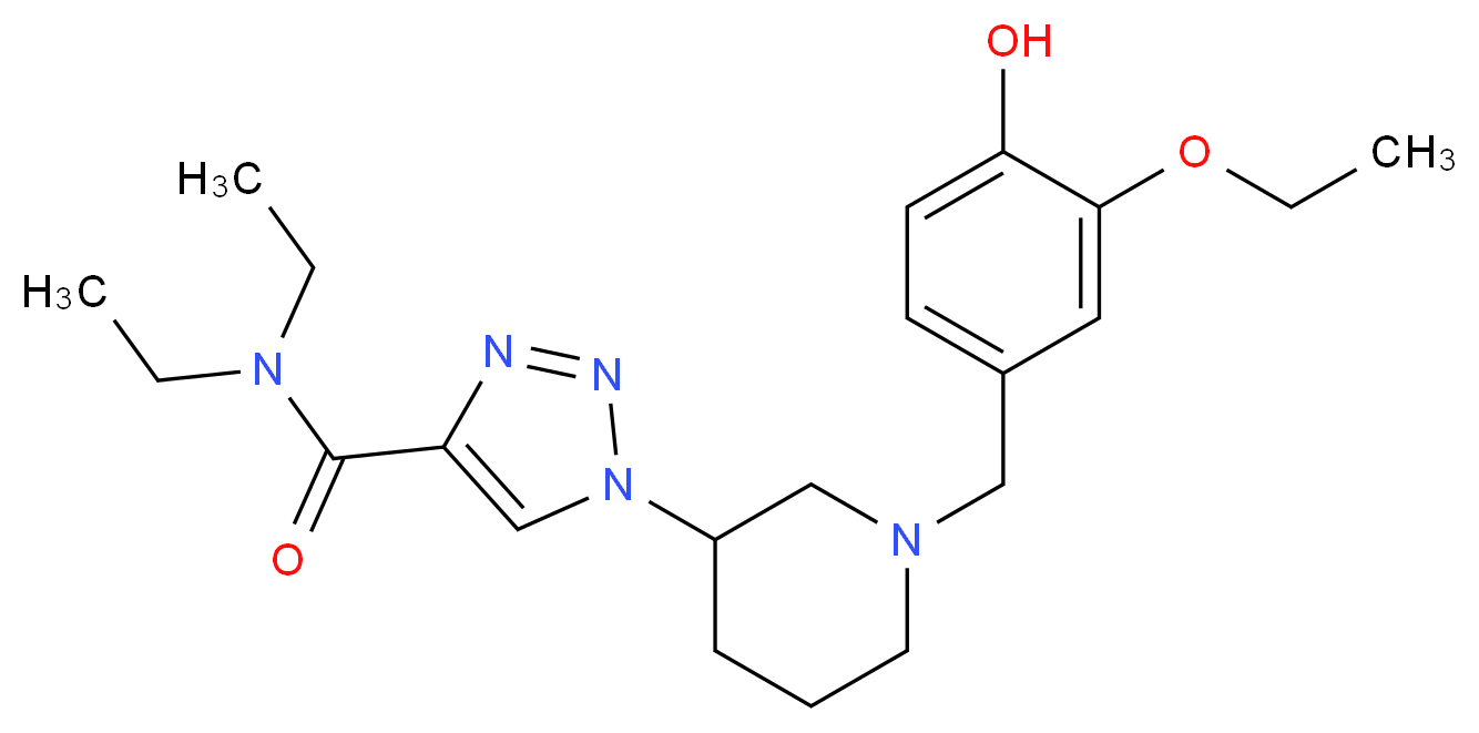 1-[1-(3-ethoxy-4-hydroxybenzyl)-3-piperidinyl]-N,N-diethyl-1H-1,2,3-triazole-4-carboxamide_分子结构_CAS_)