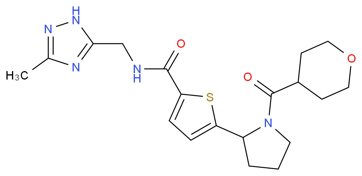 N-[(3-methyl-1H-1,2,4-triazol-5-yl)methyl]-5-[1-(tetrahydro-2H-pyran-4-ylcarbonyl)-2-pyrrolidinyl]-2-thiophenecarboxamide_分子结构_CAS_)
