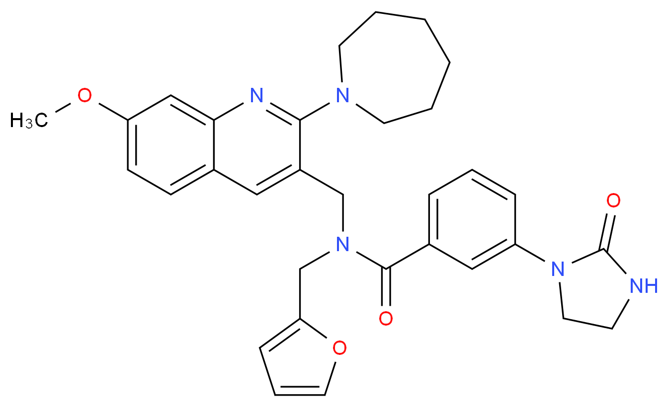 N-{[2-(1-azepanyl)-7-methoxy-3-quinolinyl]methyl}-N-(2-furylmethyl)-3-(2-oxo-1-imidazolidinyl)benzamide_分子结构_CAS_)