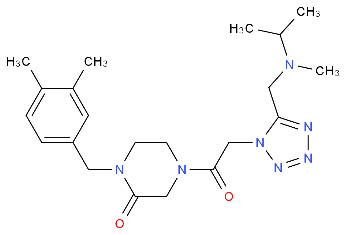 1-(3,4-dimethylbenzyl)-4-[(5-{[isopropyl(methyl)amino]methyl}-1H-tetrazol-1-yl)acetyl]-2-piperazinone_分子结构_CAS_)