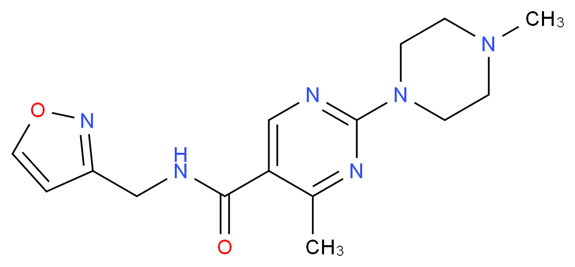 N-(isoxazol-3-ylmethyl)-4-methyl-2-(4-methylpiperazin-1-yl)pyrimidine-5-carboxamide_分子结构_CAS_)