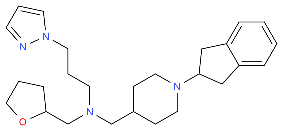 N-{[1-(2,3-dihydro-1H-inden-2-yl)-4-piperidinyl]methyl}-3-(1H-pyrazol-1-yl)-N-(tetrahydro-2-furanylmethyl)-1-propanamine_分子结构_CAS_)