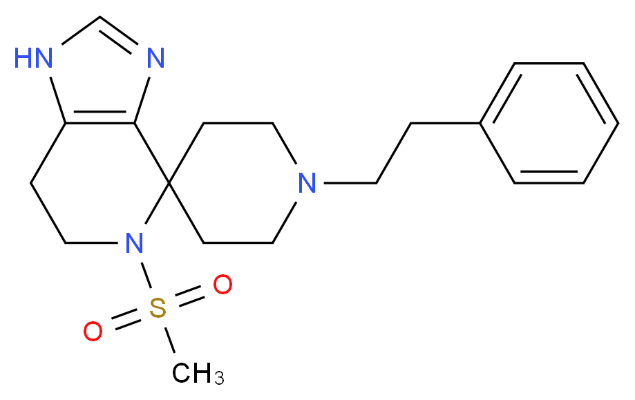 5-(methylsulfonyl)-1'-(2-phenylethyl)-1,5,6,7-tetrahydrospiro[imidazo[4,5-c]pyridine-4,4'-piperidine]_分子结构_CAS_)