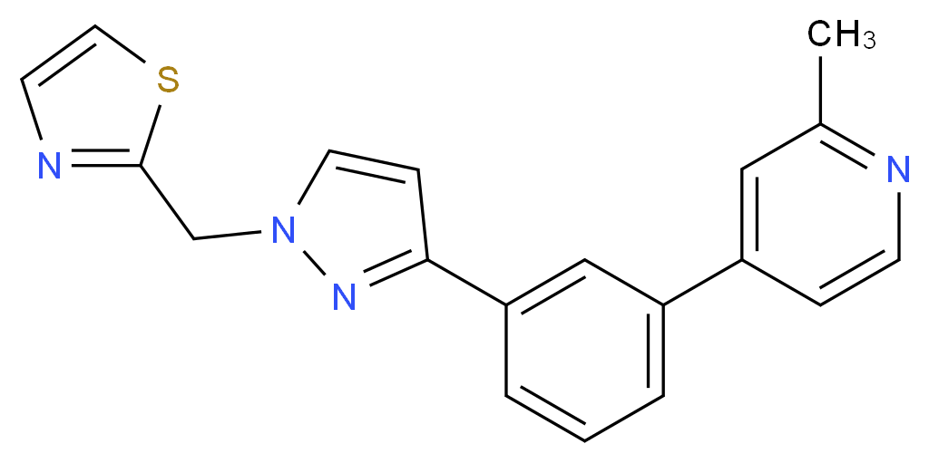 2-methyl-4-{3-[1-(1,3-thiazol-2-ylmethyl)-1H-pyrazol-3-yl]phenyl}pyridine_分子结构_CAS_)