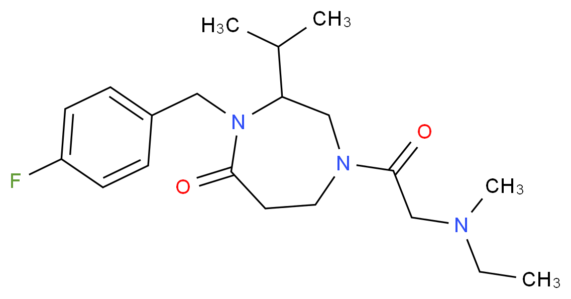1-(N-ethyl-N-methylglycyl)-4-(4-fluorobenzyl)-3-isopropyl-1,4-diazepan-5-one_分子结构_CAS_)