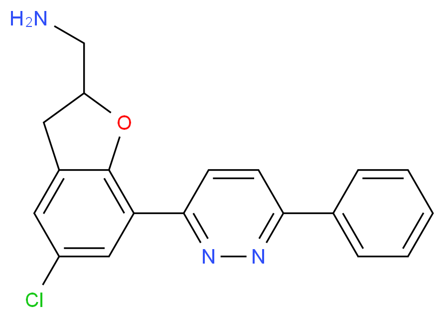 1-[5-chloro-7-(6-phenylpyridazin-3-yl)-2,3-dihydro-1-benzofuran-2-yl]methanamine_分子结构_CAS_)