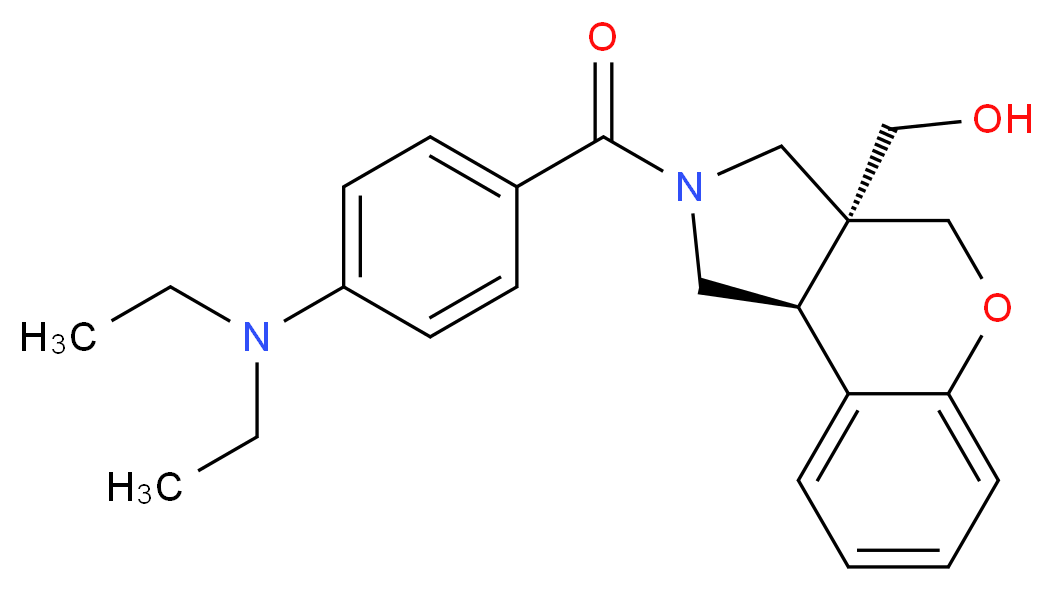 [(3aS*,9bS*)-2-[4-(diethylamino)benzoyl]-1,2,3,9b-tetrahydrochromeno[3,4-c]pyrrol-3a(4H)-yl]methanol_分子结构_CAS_)