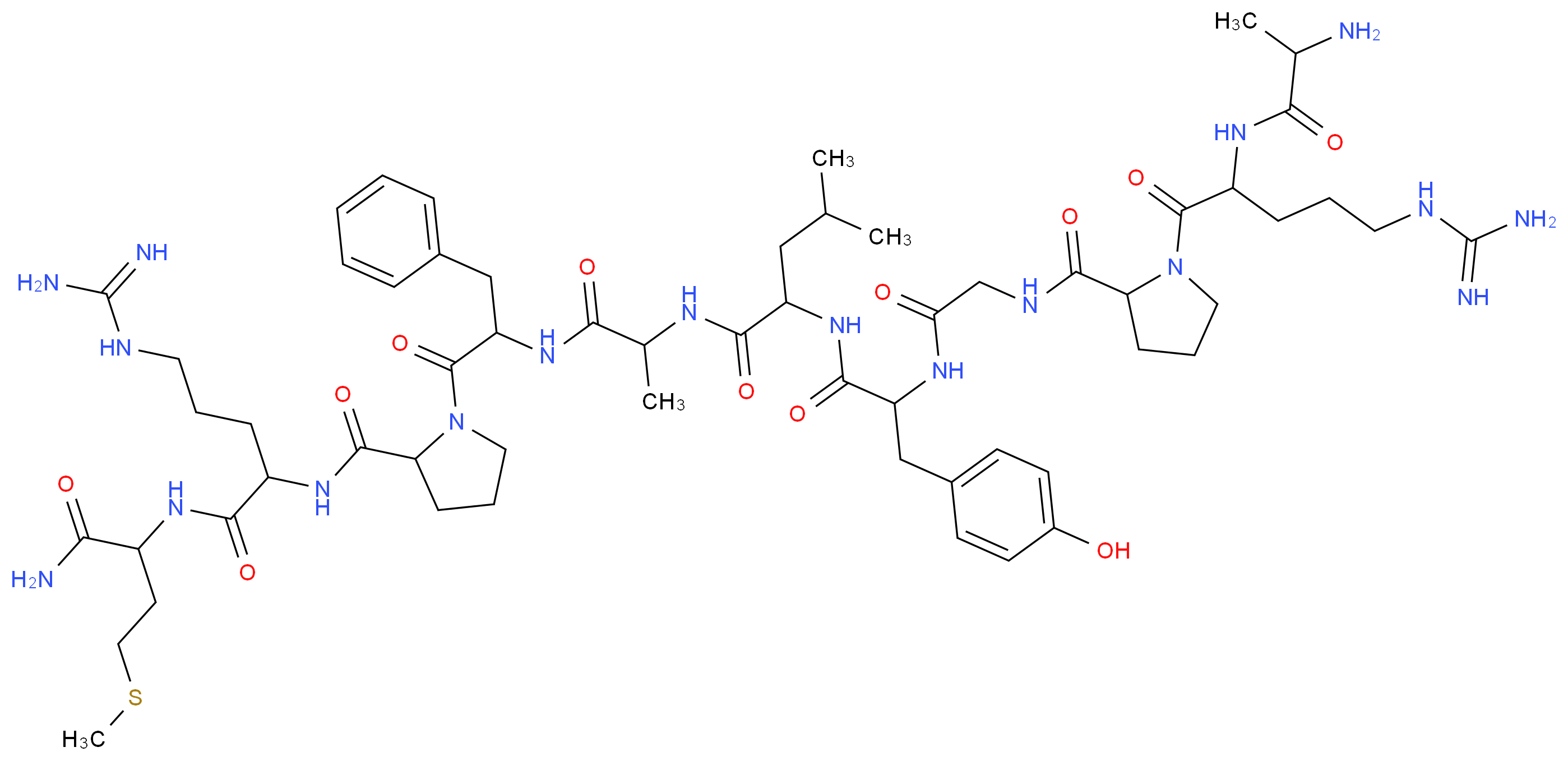 2-[(1-{2-[2-(2-{2-[2-({1-[2-(2-aminopropanamido)-5-carbamimidamidopentanoyl]pyrrolidin-2-yl}formamido)acetamido]-3-(4-hydroxyphenyl)propanamido}-4-methylpentanamido)propanamido]-3-phenylpropanoyl}pyrrolidin-2-yl)formamido]-5-carbamimidamido-N-[1-carbamoyl-3-(methylsulfanyl)propyl]pentanamide_分子结构_CAS_98035-79-1