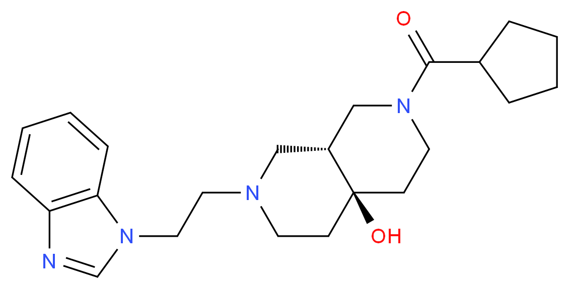 (4aR*,8aR*)-2-[2-(1H-benzimidazol-1-yl)ethyl]-7-(cyclopentylcarbonyl)octahydro-2,7-naphthyridin-4a(2H)-ol_分子结构_CAS_)