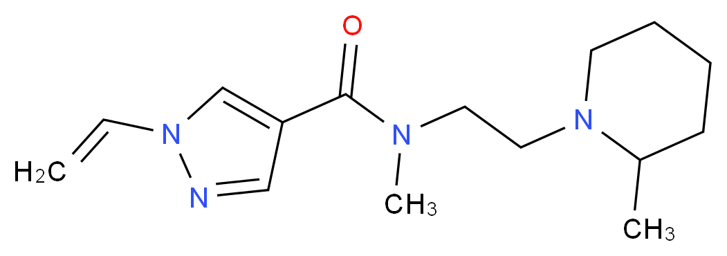 N-methyl-N-[2-(2-methylpiperidin-1-yl)ethyl]-1-vinyl-1H-pyrazole-4-carboxamide_分子结构_CAS_)