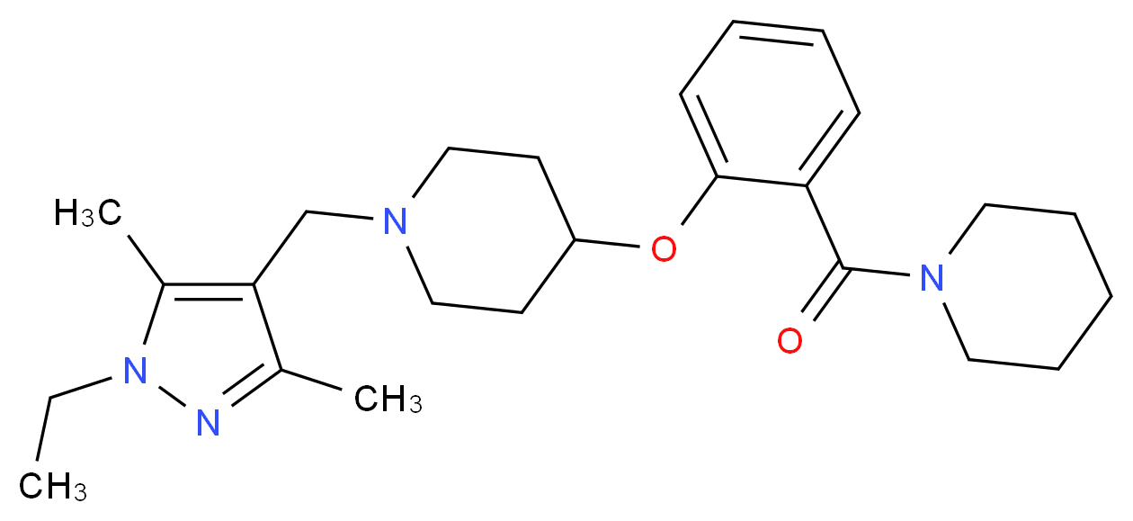 1-[(1-ethyl-3,5-dimethyl-1H-pyrazol-4-yl)methyl]-4-[2-(1-piperidinylcarbonyl)phenoxy]piperidine_分子结构_CAS_)