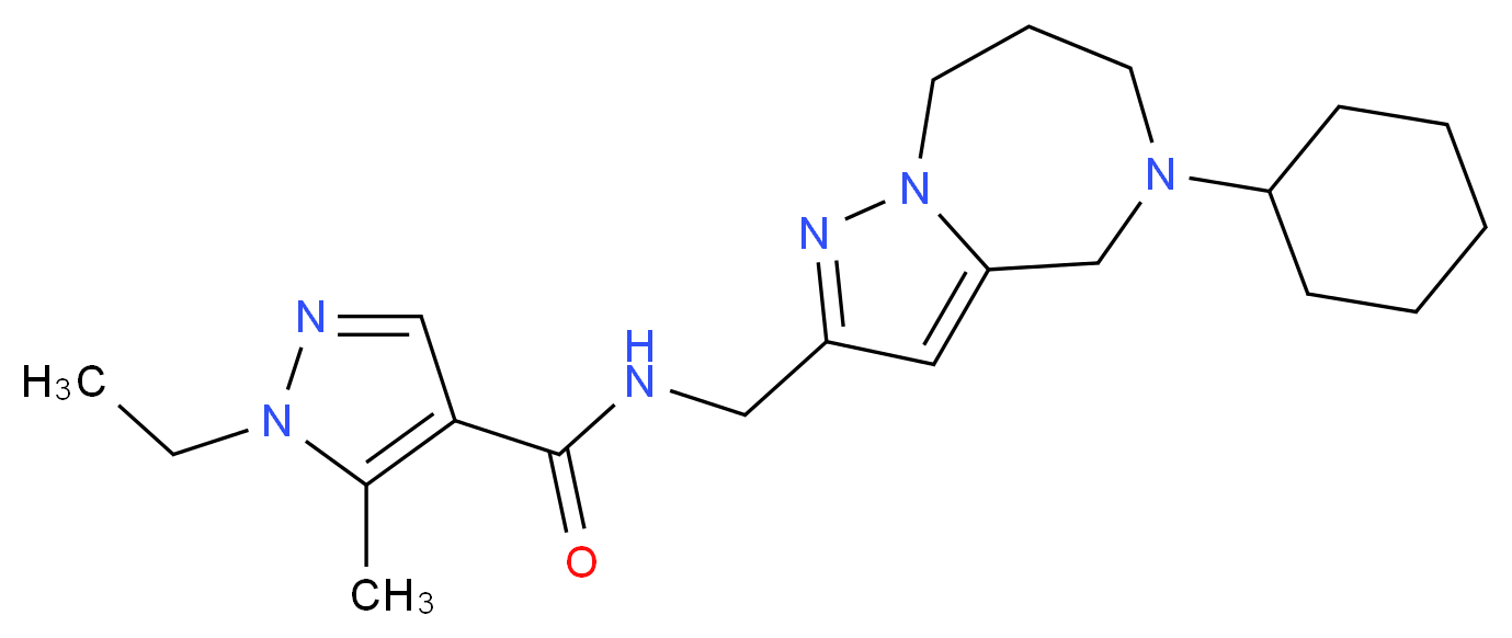 N-[(5-cyclohexyl-5,6,7,8-tetrahydro-4H-pyrazolo[1,5-a][1,4]diazepin-2-yl)methyl]-1-ethyl-5-methyl-1H-pyrazole-4-carboxamide_分子结构_CAS_)