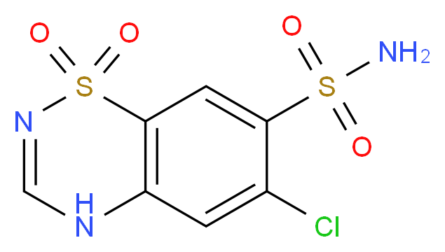 6-chloro-1,1-dioxo-4H-1$l^{6},2,4-benzothiadiazine-7-sulfonamide_分子结构_CAS_58-94-6
