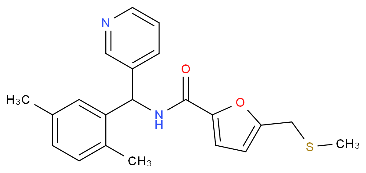 N-[(2,5-dimethylphenyl)(pyridin-3-yl)methyl]-5-[(methylthio)methyl]-2-furamide_分子结构_CAS_)
